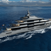 superyacht sideways silver grey