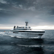Nausicaä 114m Lürssen superyacht designed by Marc Newson underway at sea