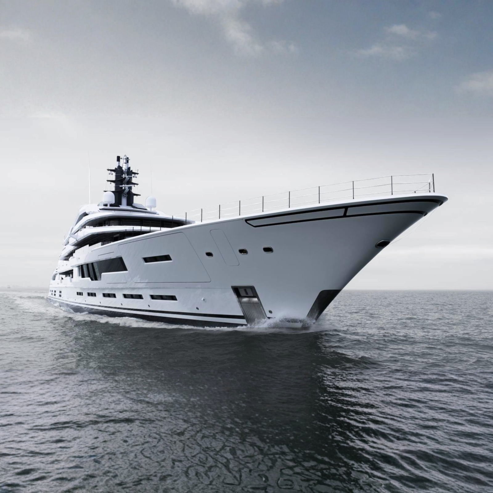 Tanzanite 120m Amels superyacht bow view underway at sea