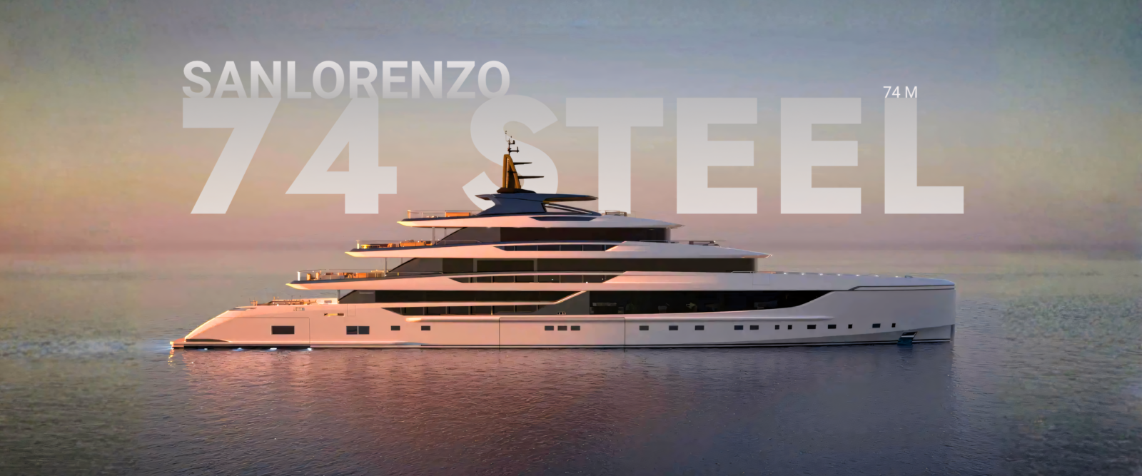 Sanlorenzo 74 Steel superyacht rendering at sea