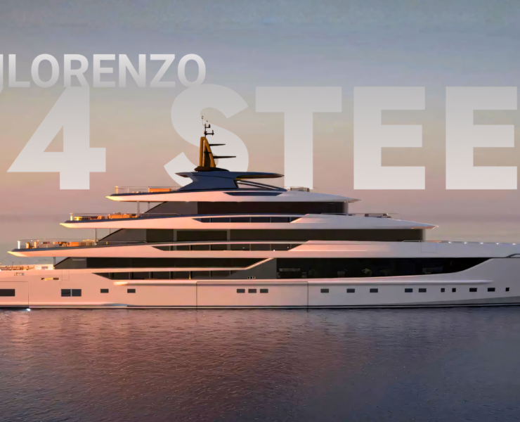 Sanlorenzo 74 Steel superyacht rendering at sea