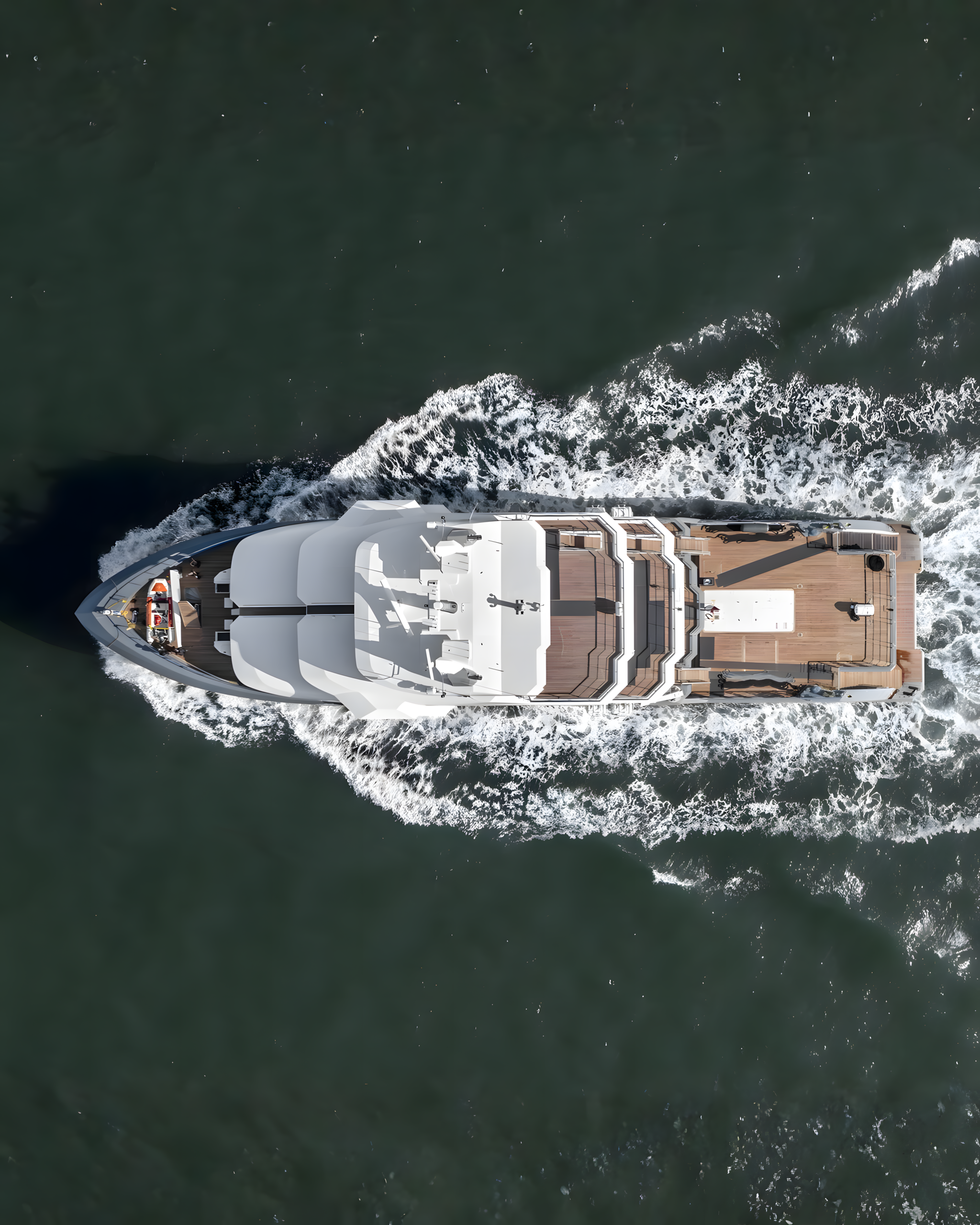 Horizon II Leapher Yachts 61m explorer superyacht aerial overhead view underway