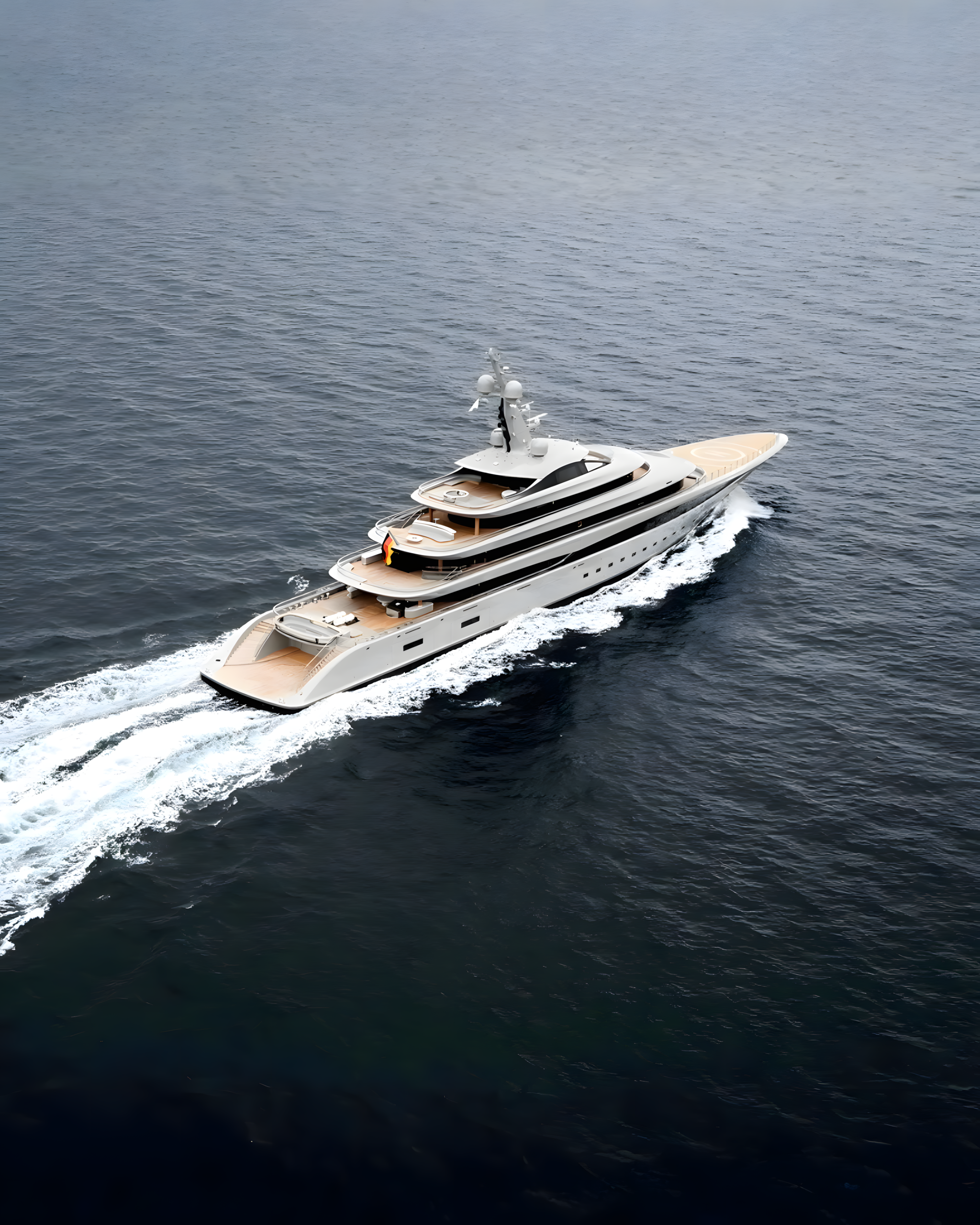 Nixie Lürssen 102m superyacht aerial three-quarter view underway at sea