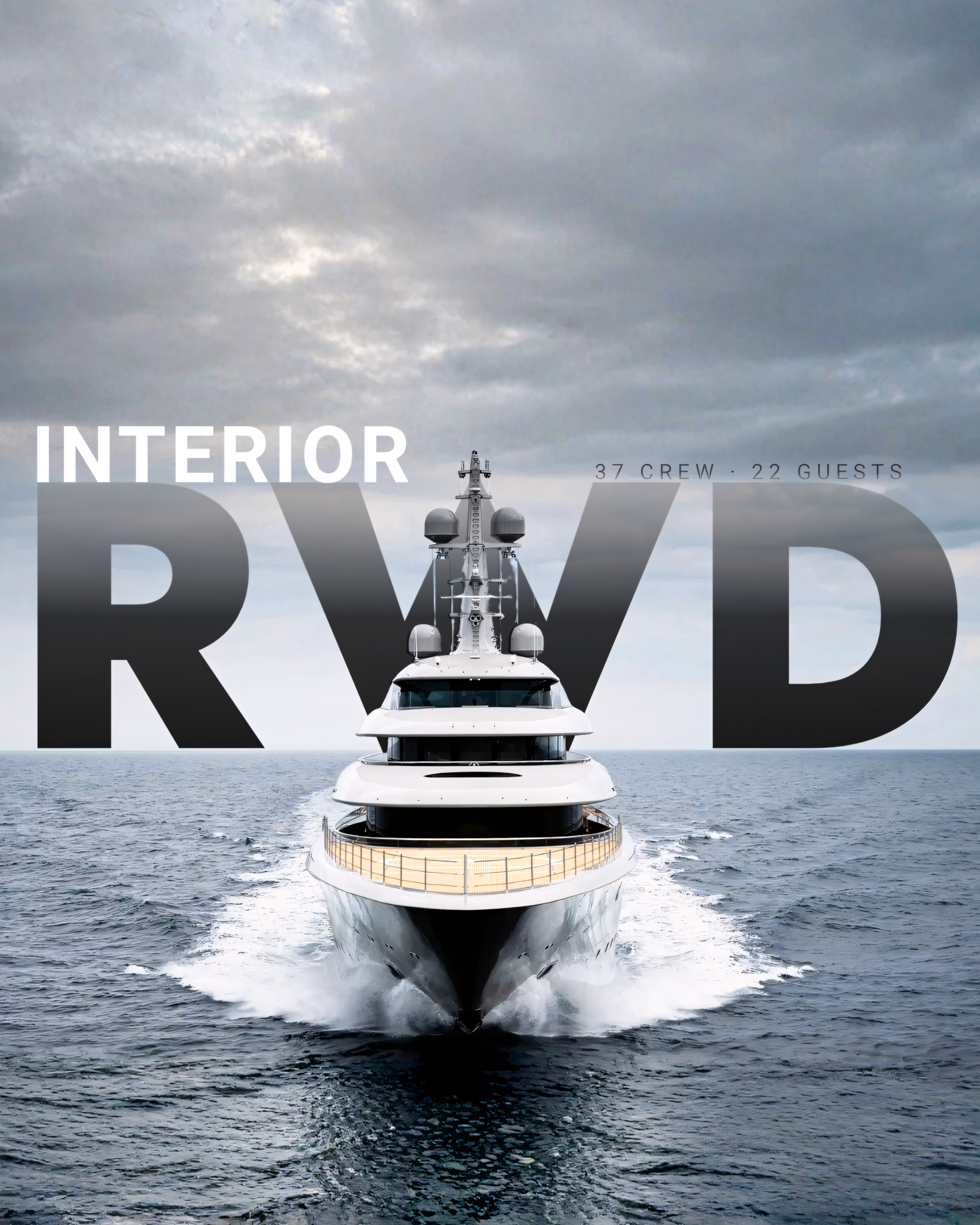Nixie Lürssen superyacht 102m bow-on view underway RWD interior design