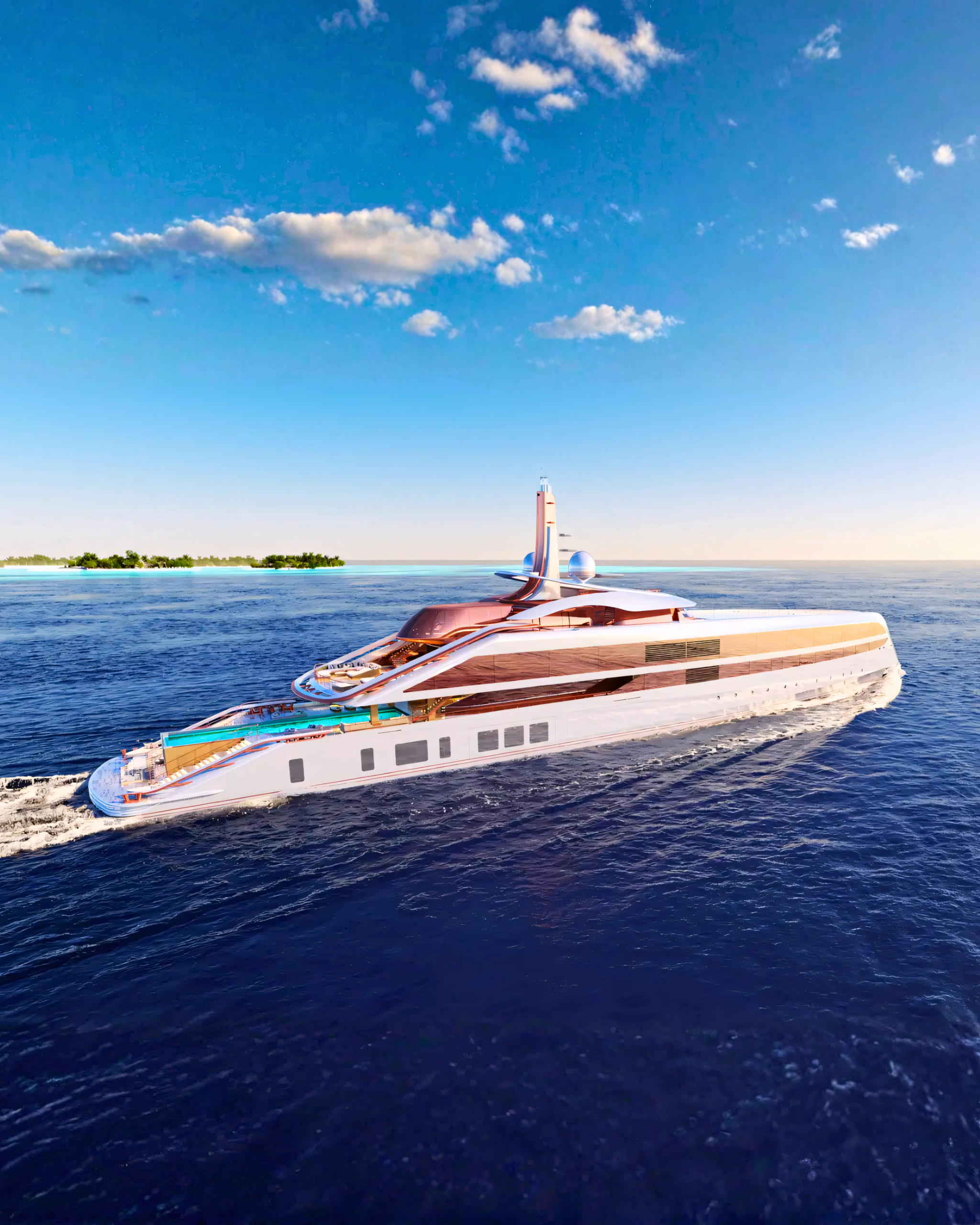 Project ELF cruising, showing the 114m exterior by Andy Waugh