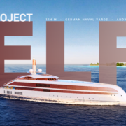 Project ELF 114m superyacht rendering at sea