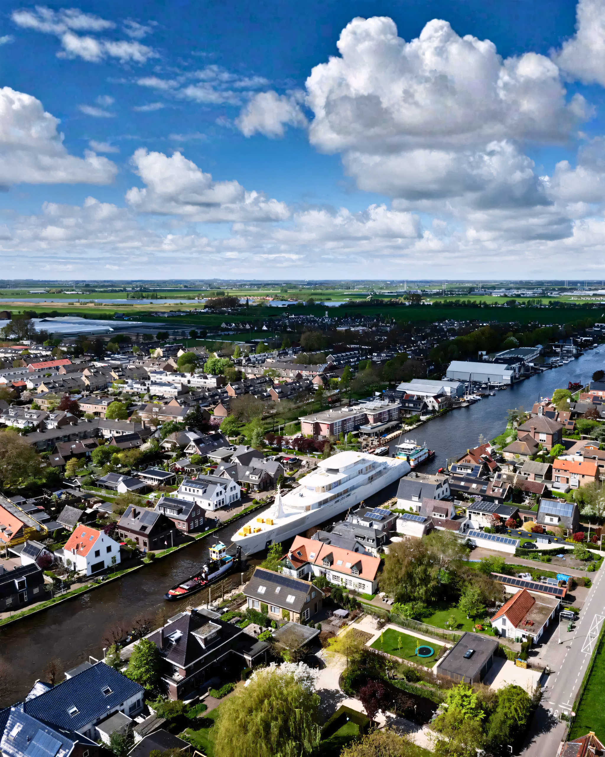 Aerial view of Project Solent in transit through the Netherlands