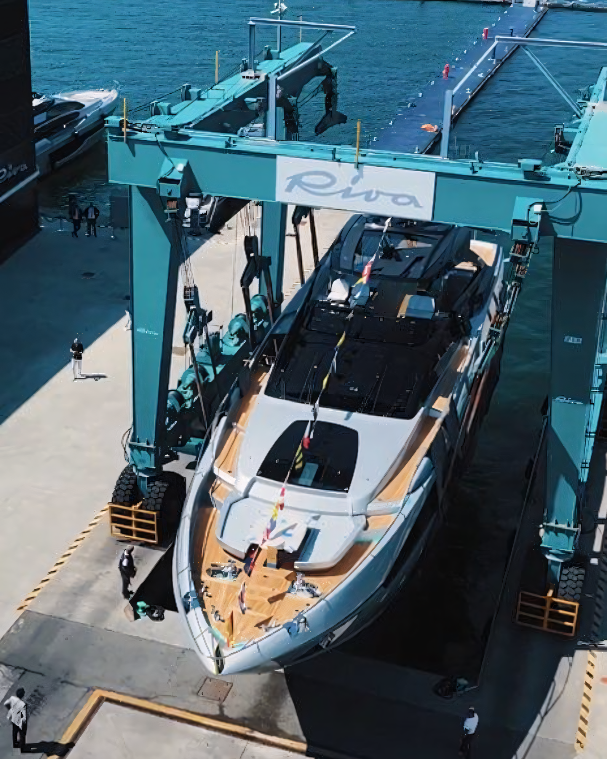 Riva 96 Argo Super at the La Spezia shipyard ahead of launch