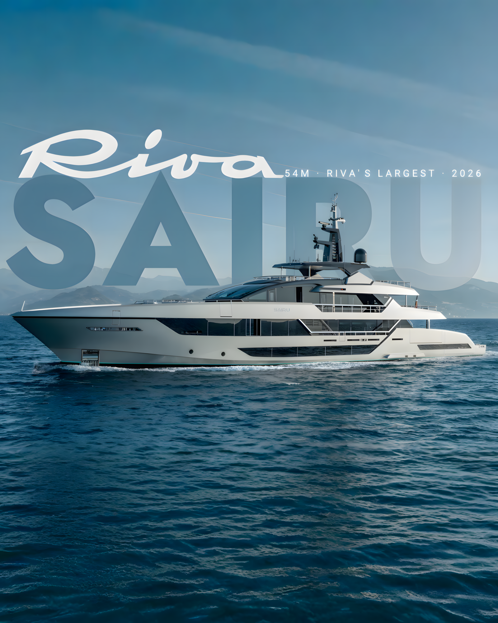 Sairu 54m Riva superyacht underway at sea